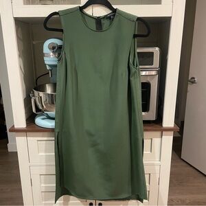 Judith & Charles Sleeveless Tunic Blouse with high side slits in Avocado Green